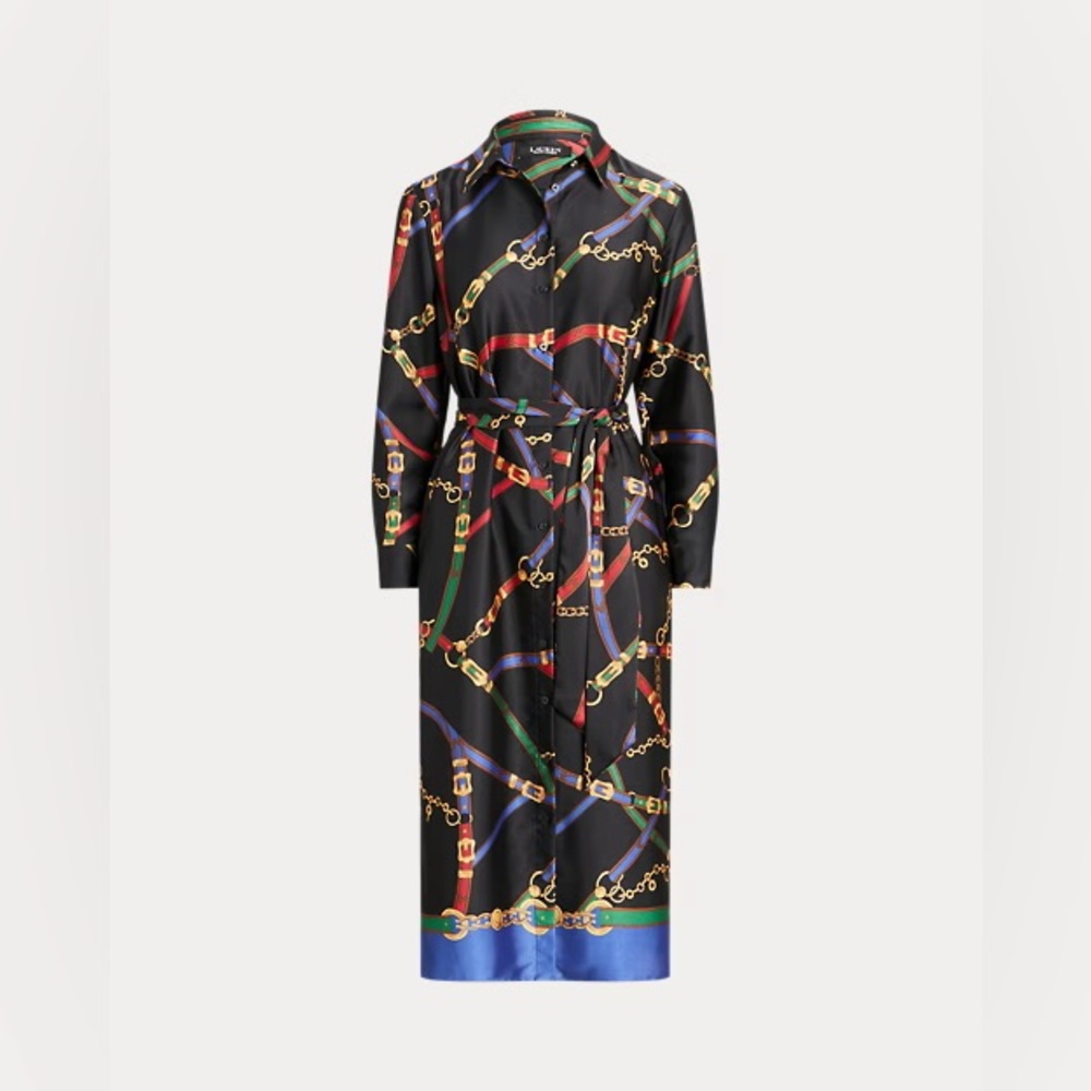 Lauren Ralph Lauren Belting-Print Twill Shirtdress SZ 8